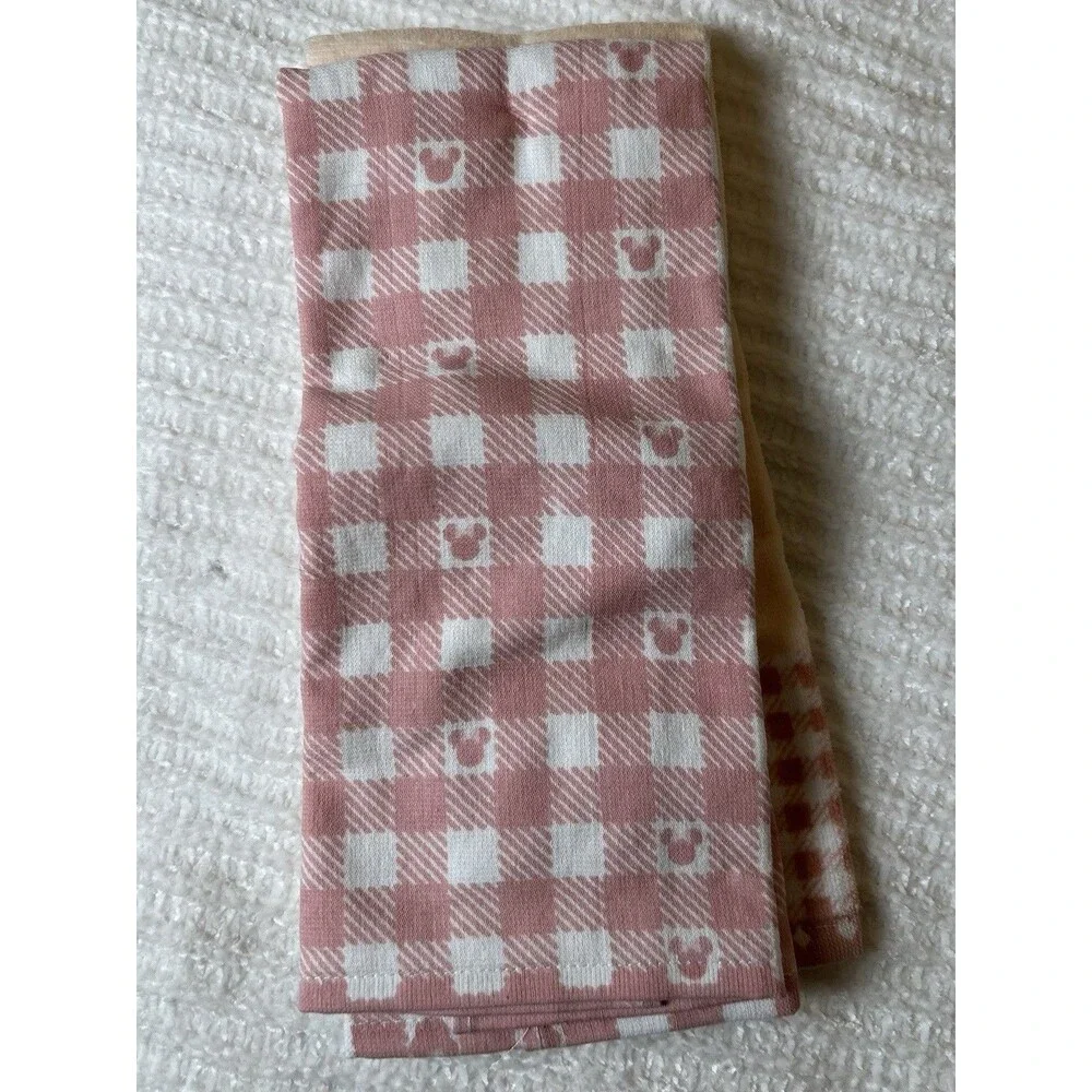 Disney Minnie Mouse Kitchen Towels Set of 2 Gingham Pattern Embroidered NEW NWT